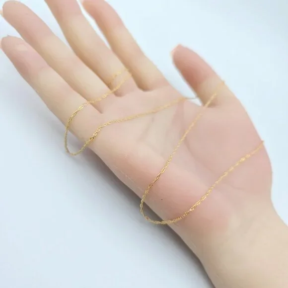 Dainty Rose Gold Twisted Rope Chain Necklace, 24 Inch, Gold Plated, XPNL0108 - Picture 12 of 12